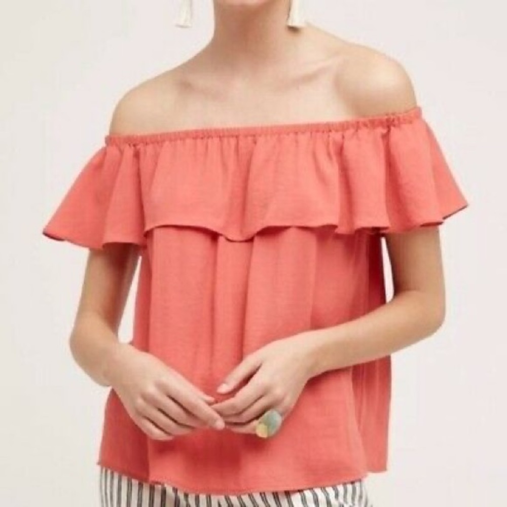 Maeve Sz S coral off the shoulder top